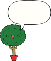 cartone animato contento albero con discorso bolla png