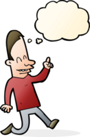 cartoon happy man pointing with thought bubble png