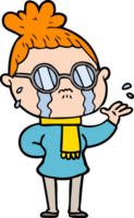 cartoon crying woman wearing spectacles png