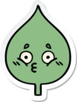 sticker of a cute cartoon expressional leaf png