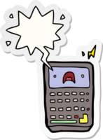 cartoon calculator with speech bubble sticker png