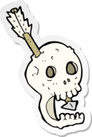 sticker of a funny cartoon skull and arrow png