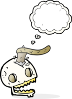 drawn thought bubble cartoon axe in skull png