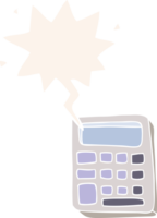 cartoon calculator with speech bubble in retro style png