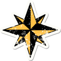 distressed sticker tattoo in traditional style of a star png