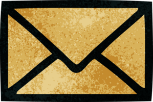 retro grunge texture cartoon of a paper envelope png