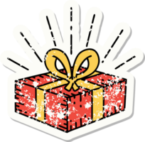 versleten oud sticker van een tatoeëren stijl Kerstmis Cadeau png