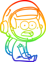 rainbow gradient line drawing of a cartoon surprised astronaut png