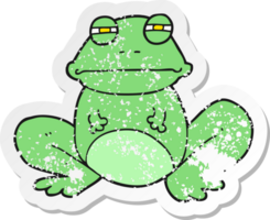 retro distressed sticker of a cartoon frog png