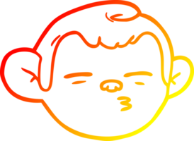 warm gradient line drawing of a cartoon monkey face png