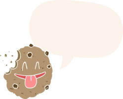 cartoon cookie with speech bubble in retro style png