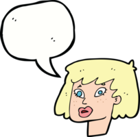 cartoon pretty female face with speech bubble png