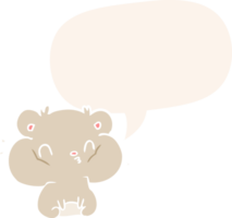 cartoon hamster with full cheek pouches with speech bubble in retro style png