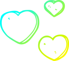 cold gradient line drawing of a cartoon love hearts png