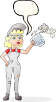 disegnato discorso bolla cartone animato difficile Lavorando donna con birra png