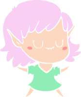 happy flat color style cartoon elf girl png