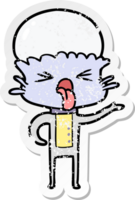 distressed sticker of a disgusted cartoon alien png