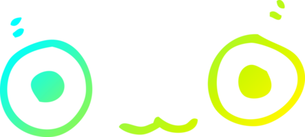 cold gradient line drawing of a cute cartoon face png