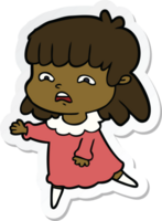 sticker of a cartoon worried woman png