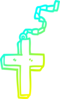 cold gradient line drawing of a cartoon gold crucifix png