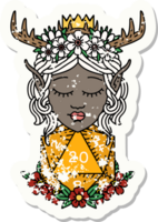 personaje de druida elfo estilo tatuaje retro con tirada de veinte dados nautral png
