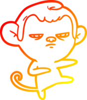 warm gradient line drawing of a cartoon annoyed monkey png