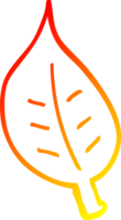 warm gradient line drawing of a cartoon leaf png