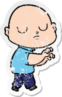 distressed sticker of a cartoon bald man png