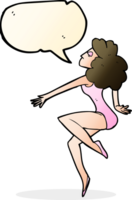 tekenfilm dansen vrouw met toespraak bubbel png
