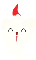 feliz dançando cachorro mão desenhado plano cor ilustração do uma vestindo santa chapéu png