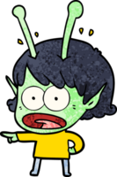 cartoon shocked alien girl png