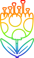 rainbow gradient line drawing of a cartoon patterned flower png