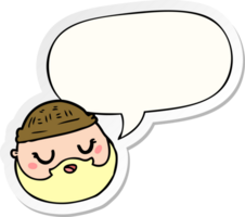 cartoon male face with beard with speech bubble sticker png