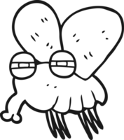 drawn black and white cartoon fly png