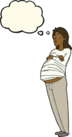 dessin animé femme enceinte avec bulle de pensée png