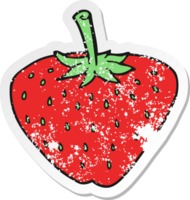 retro distressed sticker of a cartoon strawberry png