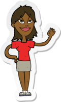 sticker of a cartoon woman waving png