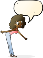 cartoon woman reaching to pick something up with speech bubble png