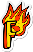 Aufkleber eines flammenden Zeichentrickbuchstabens png