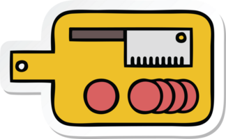 klistermärke av en söt tecknad kött skärbräda png