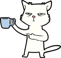 cartoon cat needing a refill of coffee png