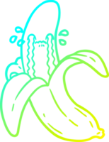 cold gradient line drawing of a cartoon crying banana png