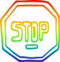 rainbow gradient line drawing of a cartoon stop sign png