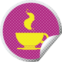 varm kopp av kaffe cirkulär peeling klistermärke png