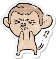 pegatina angustiada de un mono molesto de dibujos animados png