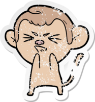 autocollant en détresse d'un singe agacé de dessin animé png