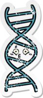 distressed sticker of a cute cartoon DNA strand png