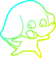 cold gradient line drawing of a cute cartoon elephant png