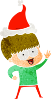 contento mano disegnato retrò cartone animato di un' ragazzo indossare Santa cappello png