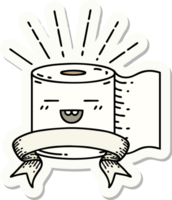 sticker of a tattoo style toilet paper character png